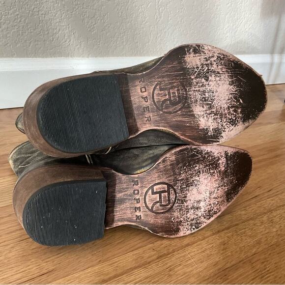 ROPER WOMENS LEATHER ANKLE BOOT SANDED BROWN Size 5.5 - Picture 8 of 9